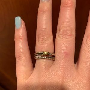 David Yurman size 7 X ring. Silver and gold